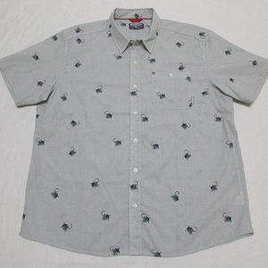 Simms Fishing Button Front Short Sleeve Shirt Men's Size XL Gray